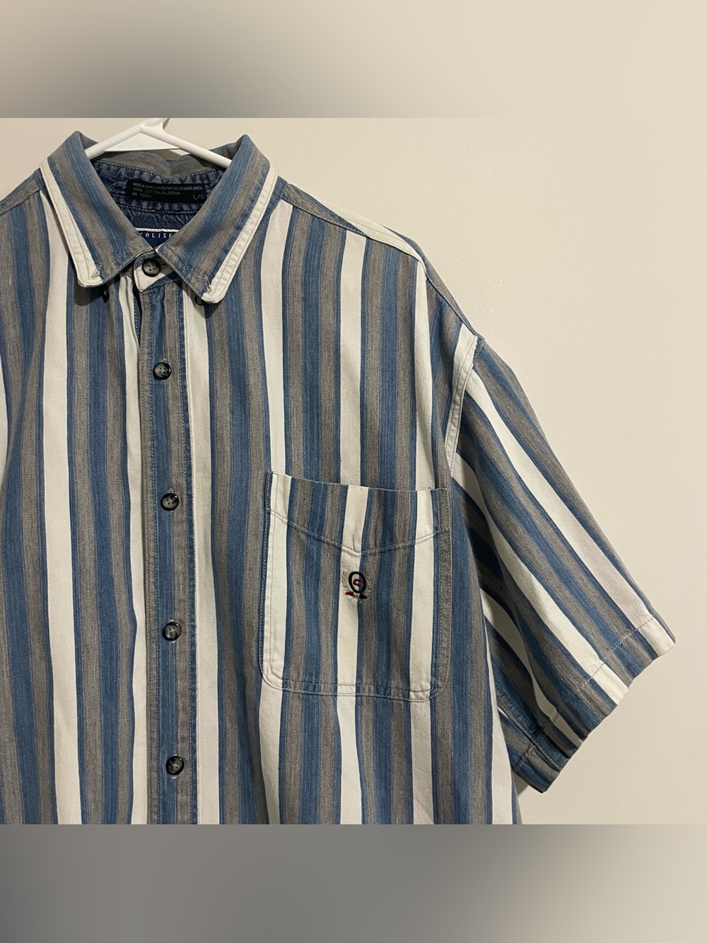 Vintage 90s Striped Button Up Retro Shirt Mens Size Large 100% Cotton